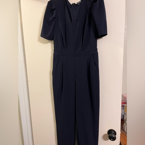 Express blue jumpsuit ruffle sleeve - Picture 3 of 10